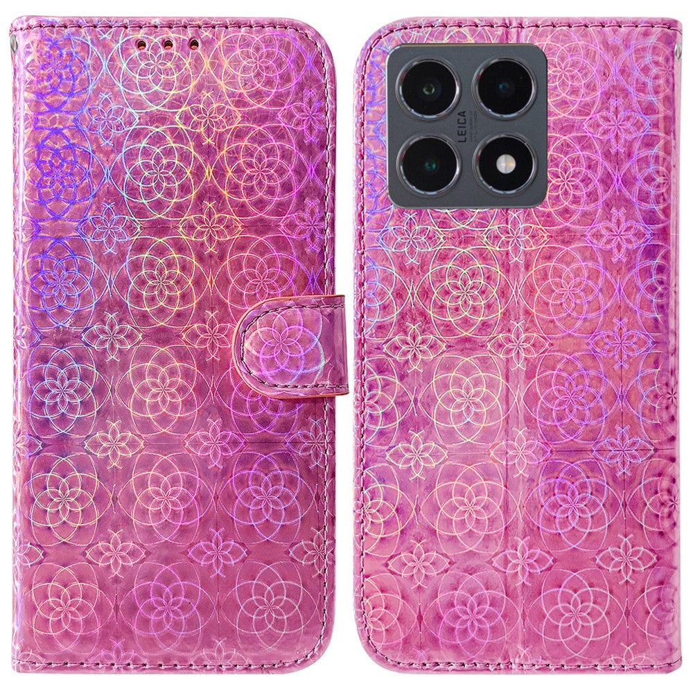 For Xiaomi 15T Stand Case Dazzling Flower Leather Phone Cover with Wrist Strap