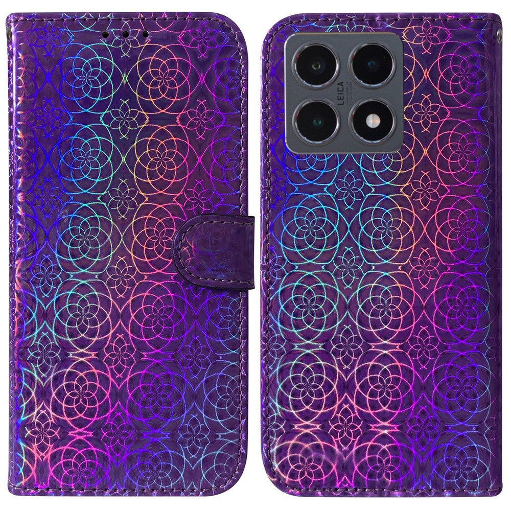 For Xiaomi 15T Stand Case Dazzling Flower Leather Phone Cover with Wrist Strap