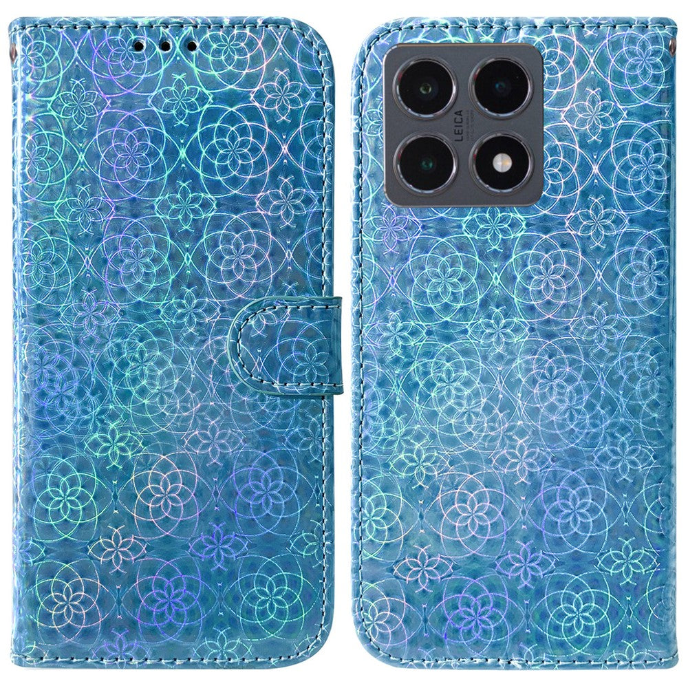 For Xiaomi 15T Stand Case Dazzling Flower Leather Phone Cover with Wrist Strap