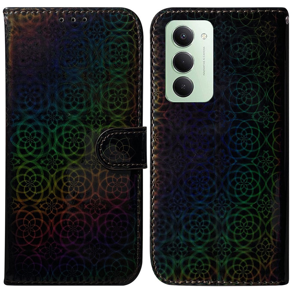 For Xiaomi Redmi 15 5G (Global) (169mm) Stand Case Dazzling Flower Leather Phone Cover with Wrist Strap