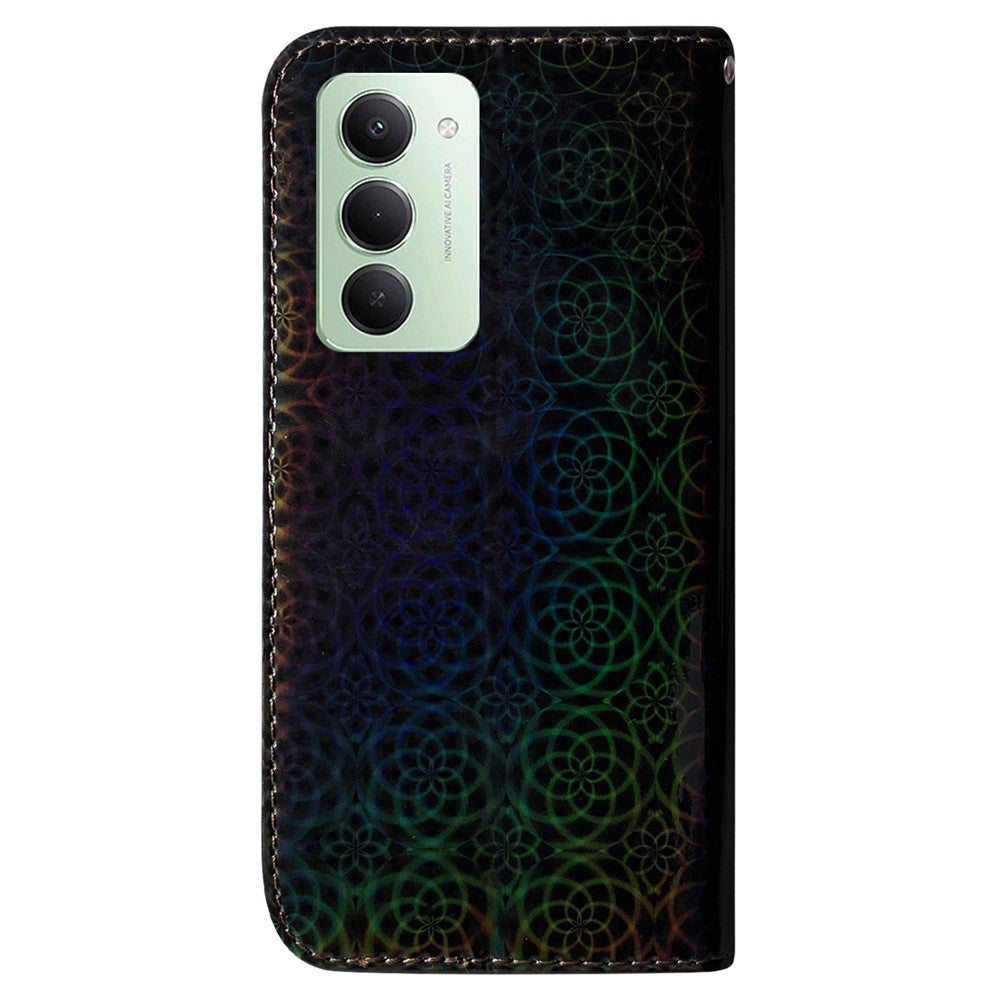 For Xiaomi Redmi 15 5G (Global) (169mm) Stand Case Dazzling Flower Leather Phone Cover with Wrist Strap