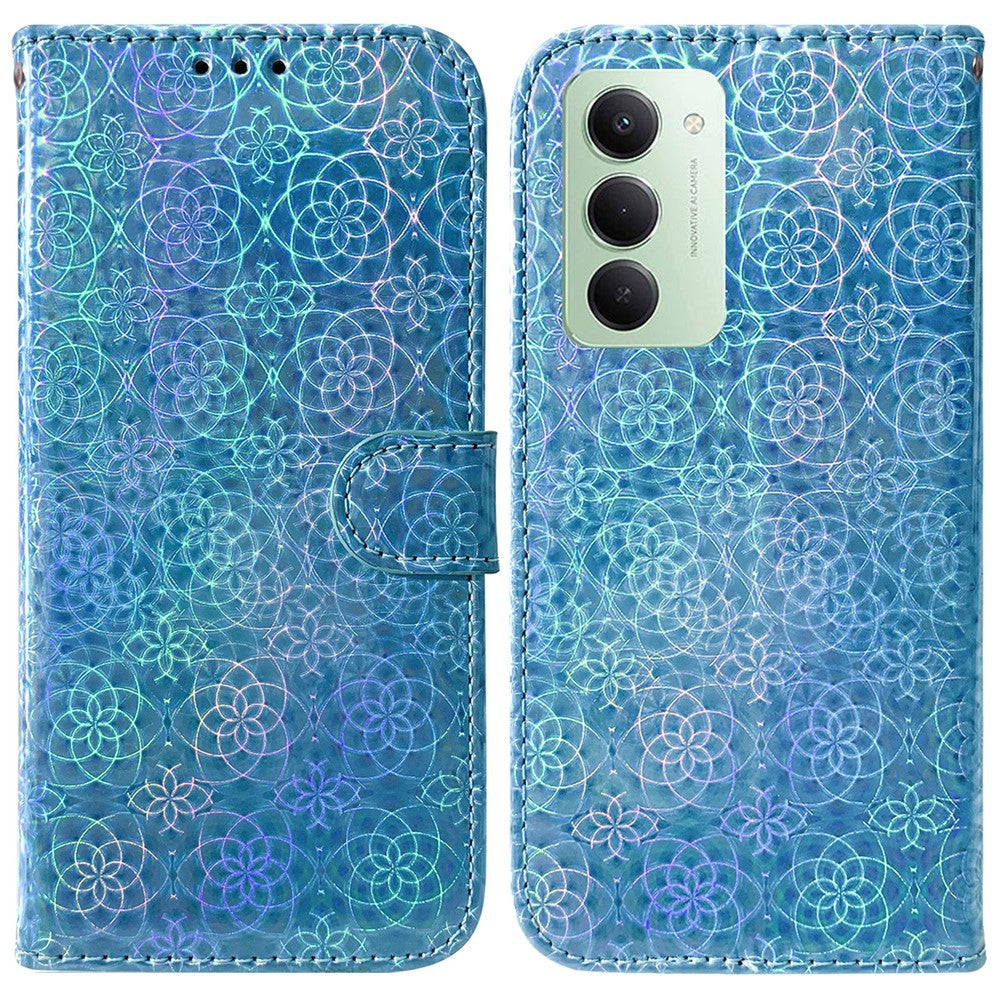 For Xiaomi Redmi 15 5G (Global) (169mm) Stand Case Dazzling Flower Leather Phone Cover with Wrist Strap
