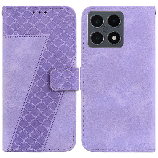 Xiaomi 15T Handyhülle – Standgehäuse 7-förmiges Muster-Aufdruck-Leder- mit Riemen