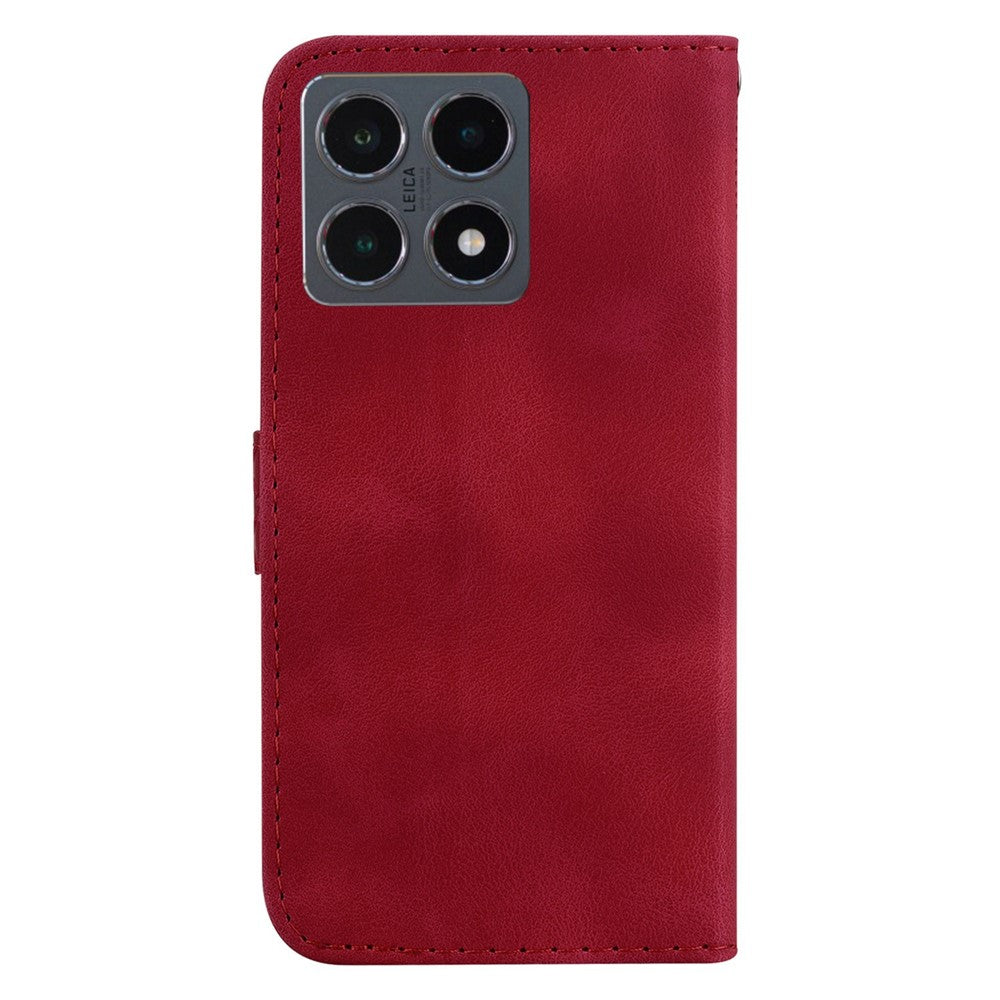 For Xiaomi 15T Stand Case 7-Shaped Pattern Imprint Leather Phone Cover with Strap