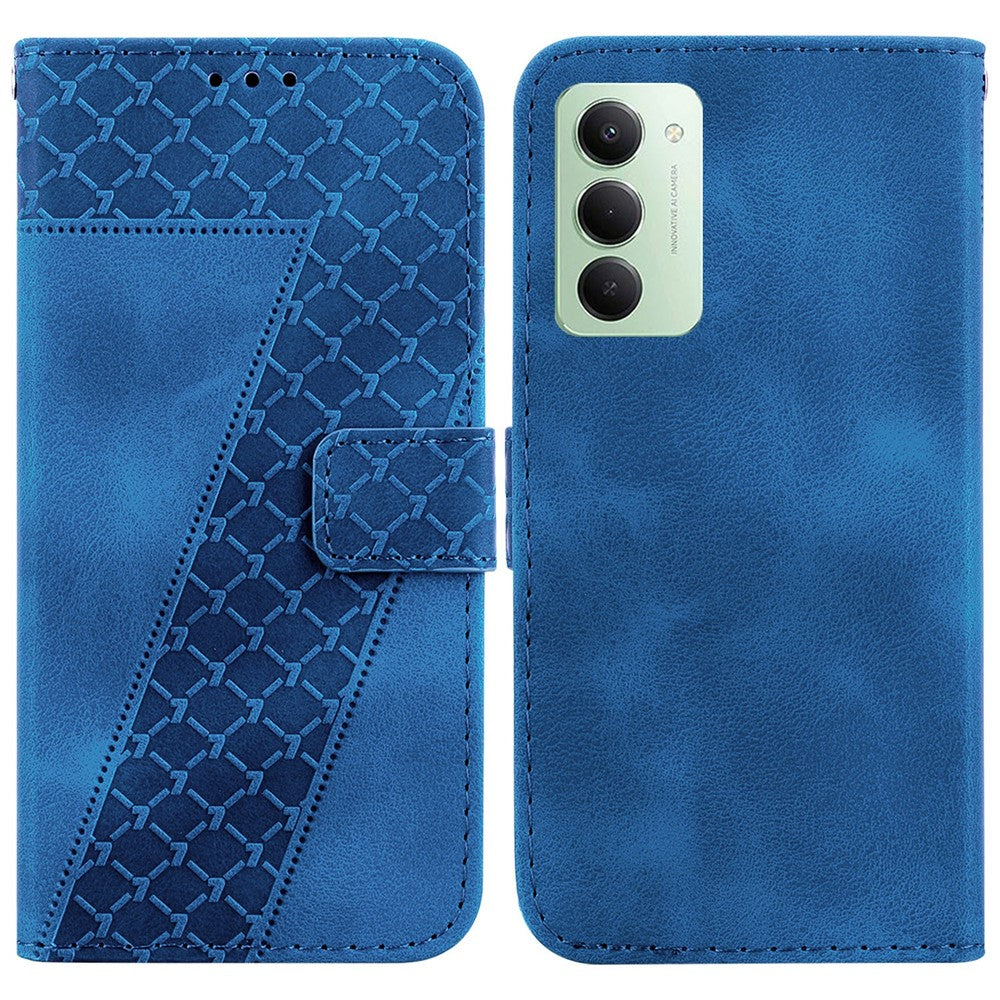 For Xiaomi Redmi 15 4G (EU) (171mm) Stand Case 7-Shaped Pattern Imprint Leather Phone Cover with Strap