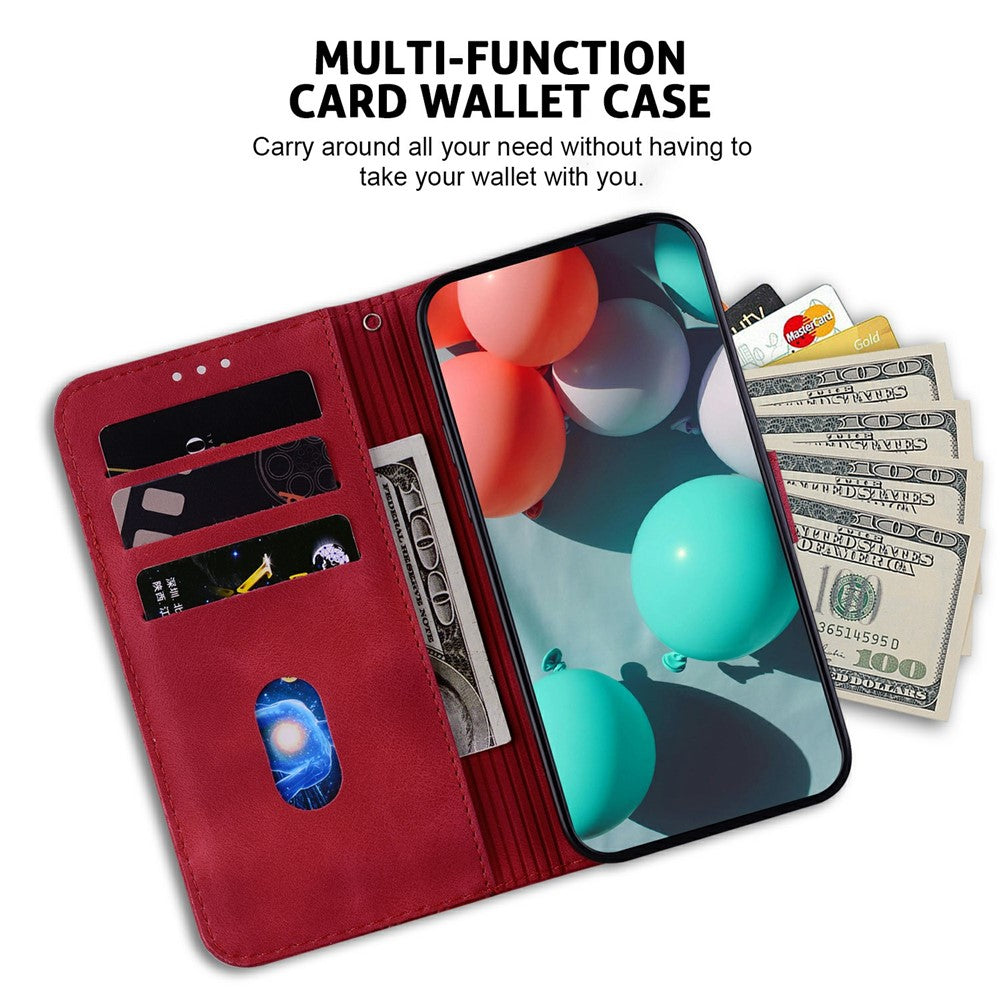 For Xiaomi Redmi 15 4G (EU) (171mm) Stand Case 7-Shaped Pattern Imprint Leather Phone Cover with Strap