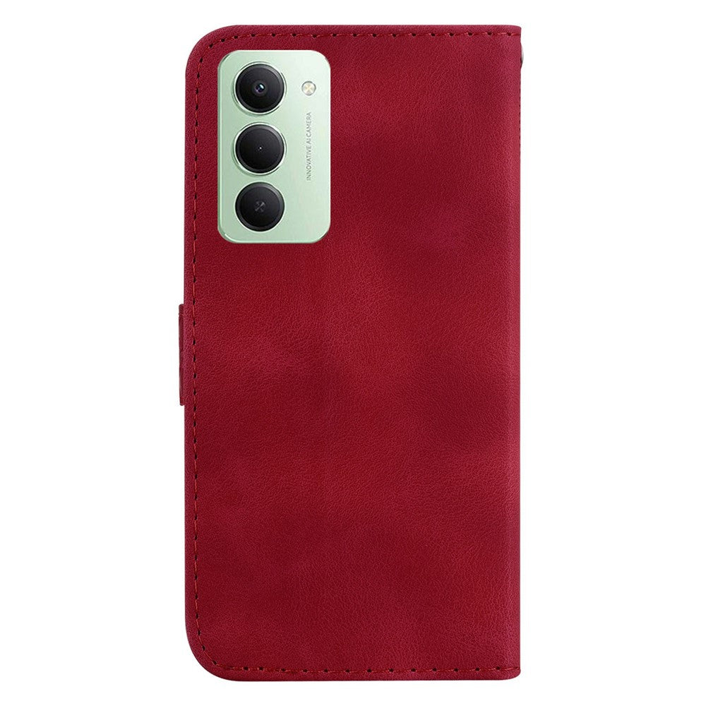 For Xiaomi Redmi 15 4G (EU) (171mm) Stand Case 7-Shaped Pattern Imprint Leather Phone Cover with Strap