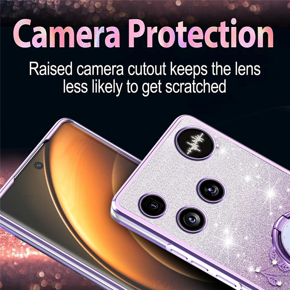 KADEM For Nothing Phone (3) 5G Case Ring Kickstand TPU Flowers Phone Cover Gradient Glitter