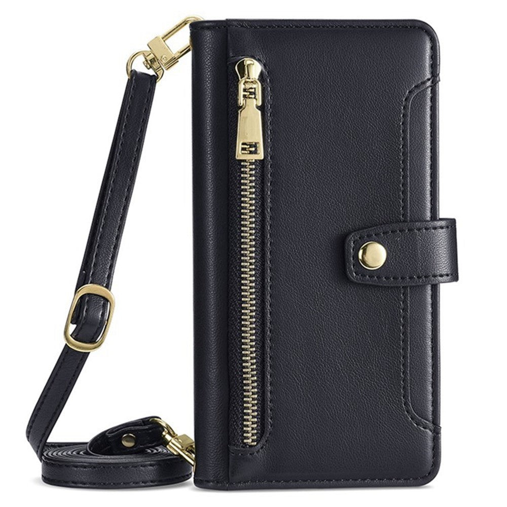 For Honor Magic8 Lite 5G / X9d 5G / X70 5G Leather Case Zipper Pocket Wallet Phone Cover with 2 Straps