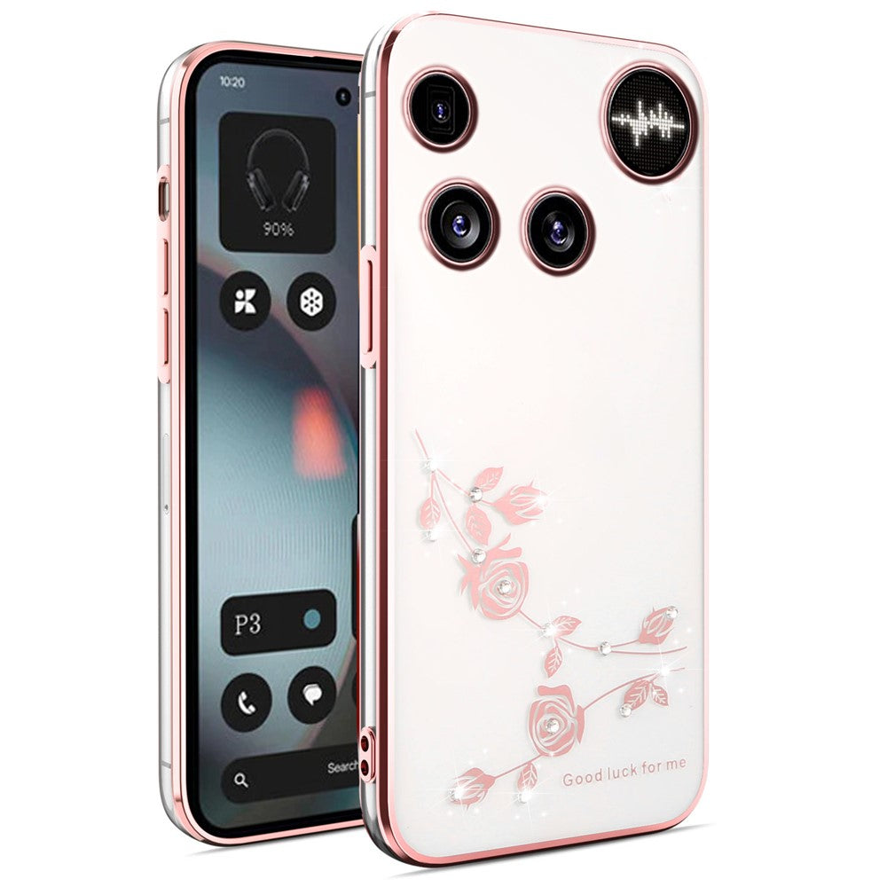 KADEM For Nothing Phone (3) 5G Case Flower Rhinestone Decor TPU Phone Cover