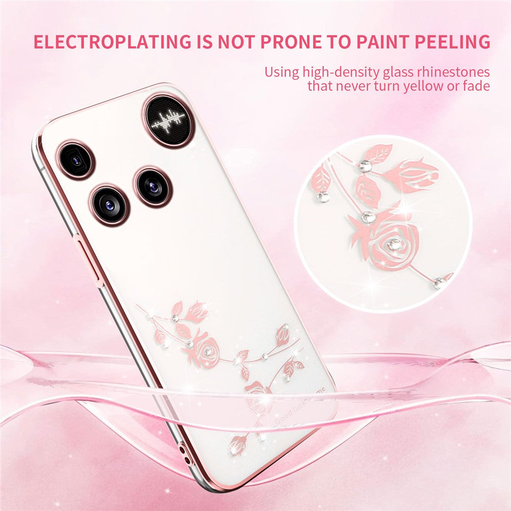 KADEM For Nothing Phone (3) 5G Case Flower Rhinestone Decor TPU Phone Cover