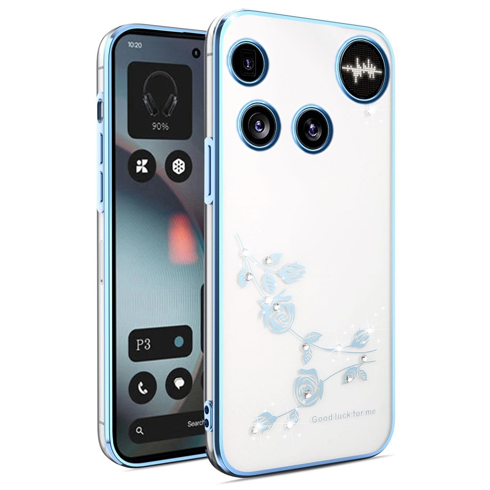 KADEM For Nothing Phone (3) 5G Case Flower Rhinestone Decor TPU Phone Cover
