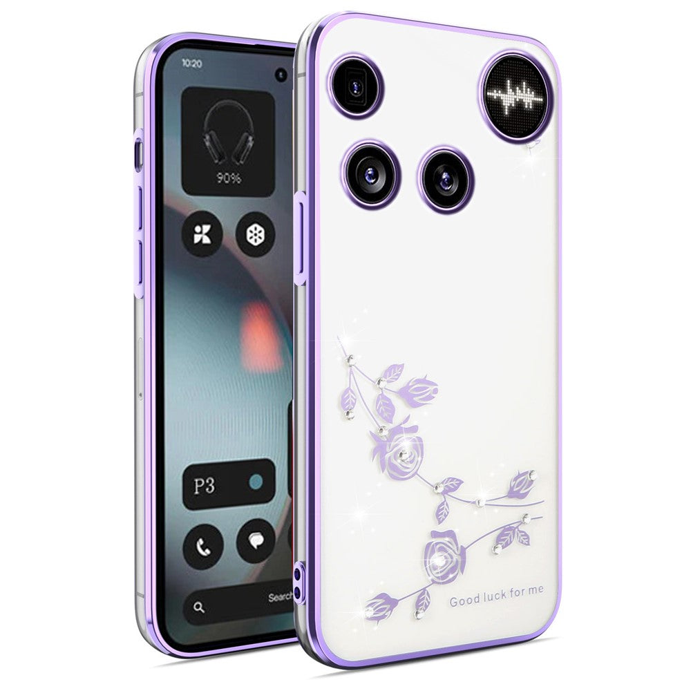 KADEM For Nothing Phone (3) 5G Case Flower Rhinestone Decor TPU Phone Cover