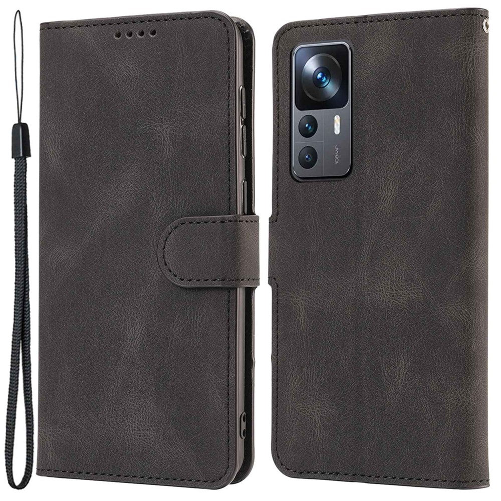 For Xiaomi 12T 5G / 12T Pro 5G / Redmi K50 Ultra 5G PU Leather + TPU Shockproof Wallet Cover Folio Flip Stand Phone Case with Strap
