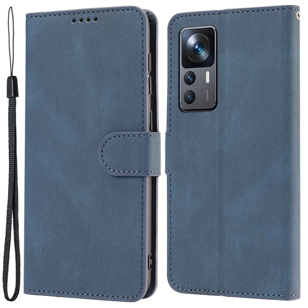 For Xiaomi 12T 5G / 12T Pro 5G / Redmi K50 Ultra 5G PU Leather + TPU Shockproof Wallet Cover Folio Flip Stand Phone Case with Strap