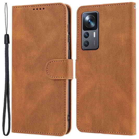 For Xiaomi 12T 5G / 12T Pro 5G / Redmi K50 Ultra 5G PU Leather + TPU Shockproof Wallet Cover Folio Flip Stand Phone Case with Strap