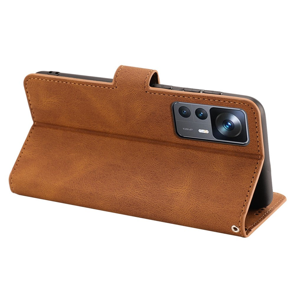 For Xiaomi 12T 5G / 12T Pro 5G / Redmi K50 Ultra 5G PU Leather + TPU Shockproof Wallet Cover Folio Flip Stand Phone Case with Strap