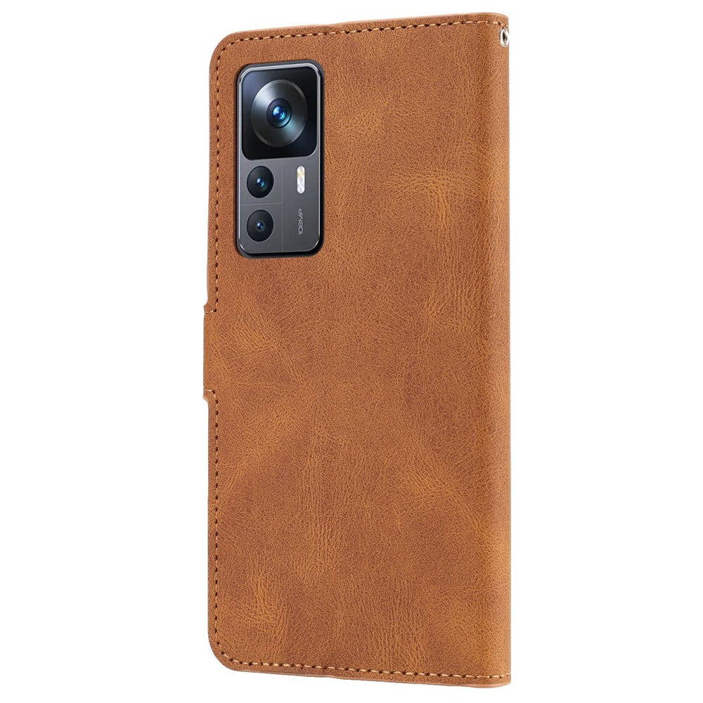 For Xiaomi 12T 5G / 12T Pro 5G / Redmi K50 Ultra 5G PU Leather + TPU Shockproof Wallet Cover Folio Flip Stand Phone Case with Strap