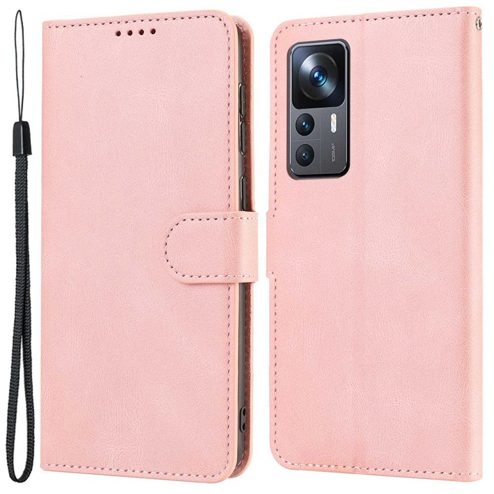 For Xiaomi 12T 5G / 12T Pro 5G / Redmi K50 Ultra 5G PU Leather + TPU Shockproof Wallet Cover Folio Flip Stand Phone Case with Strap