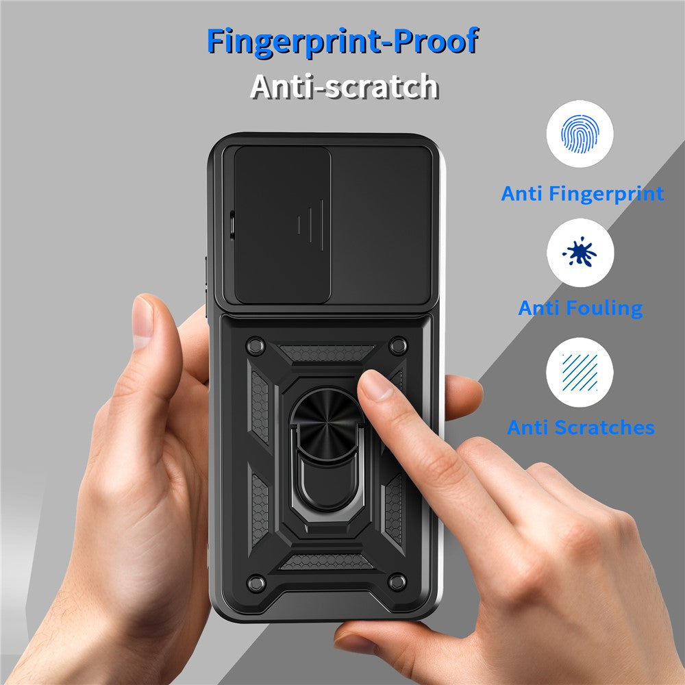 For Xiaomi Poco M7 4G (169mm) Case with Slide Camera Lid PC + TPU Kickstand Phone Cover
