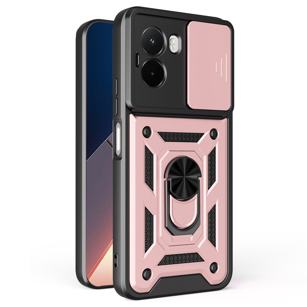 For Xiaomi Poco M7 4G (169mm) Case with Slide Camera Lid PC + TPU Kickstand Phone Cover