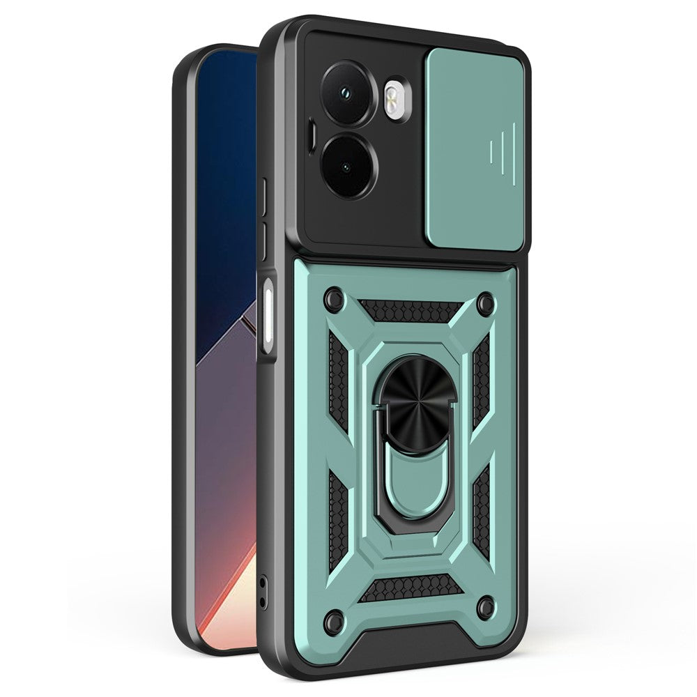 For Xiaomi Poco M7 4G (169mm) Case with Slide Camera Lid PC + TPU Kickstand Phone Cover