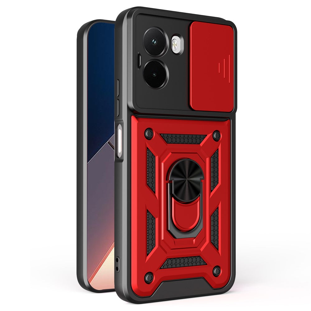 For Xiaomi Poco M7 4G (169mm) Case with Slide Camera Lid PC + TPU Kickstand Phone Cover