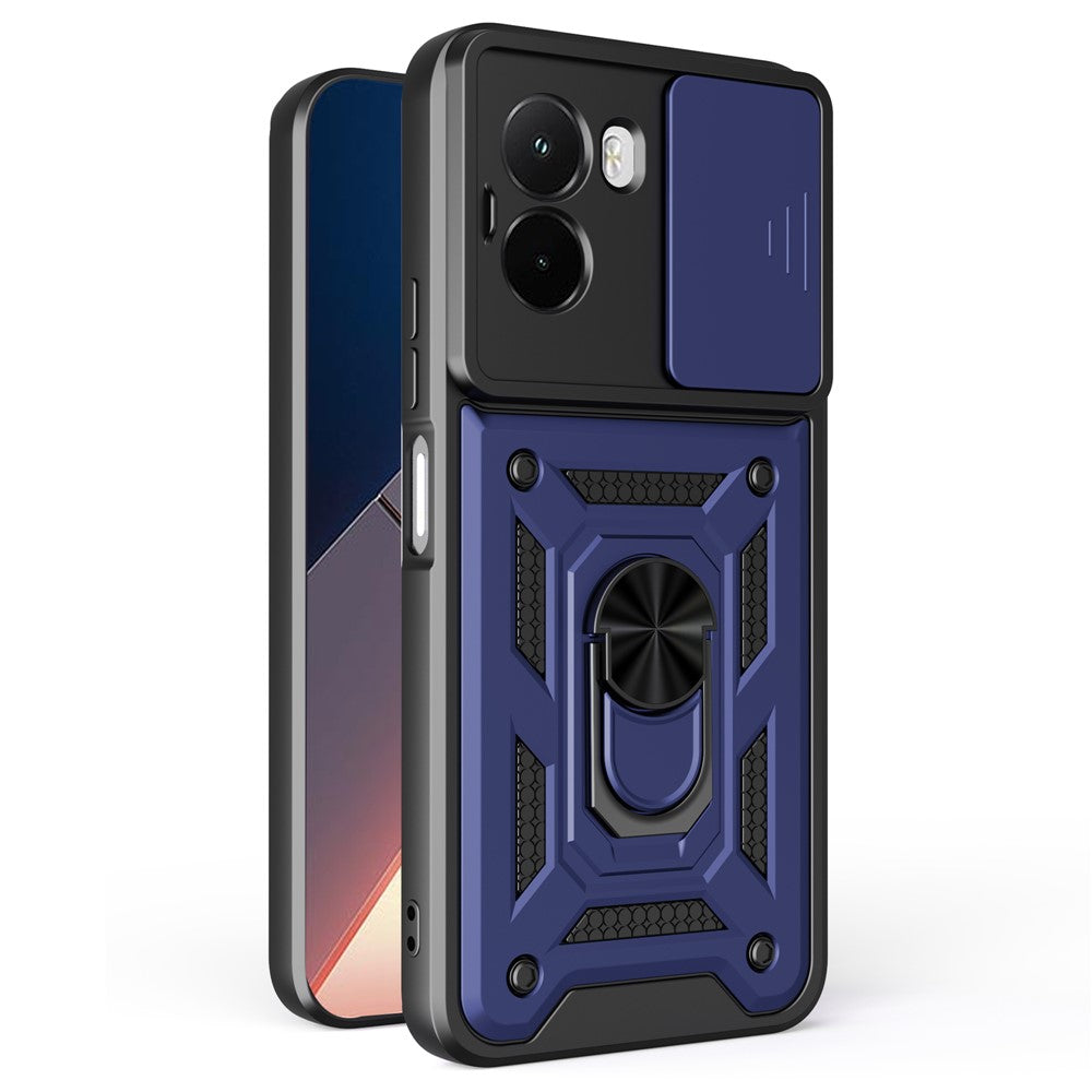 For Xiaomi Poco M7 4G (169mm) Case with Slide Camera Lid PC + TPU Kickstand Phone Cover