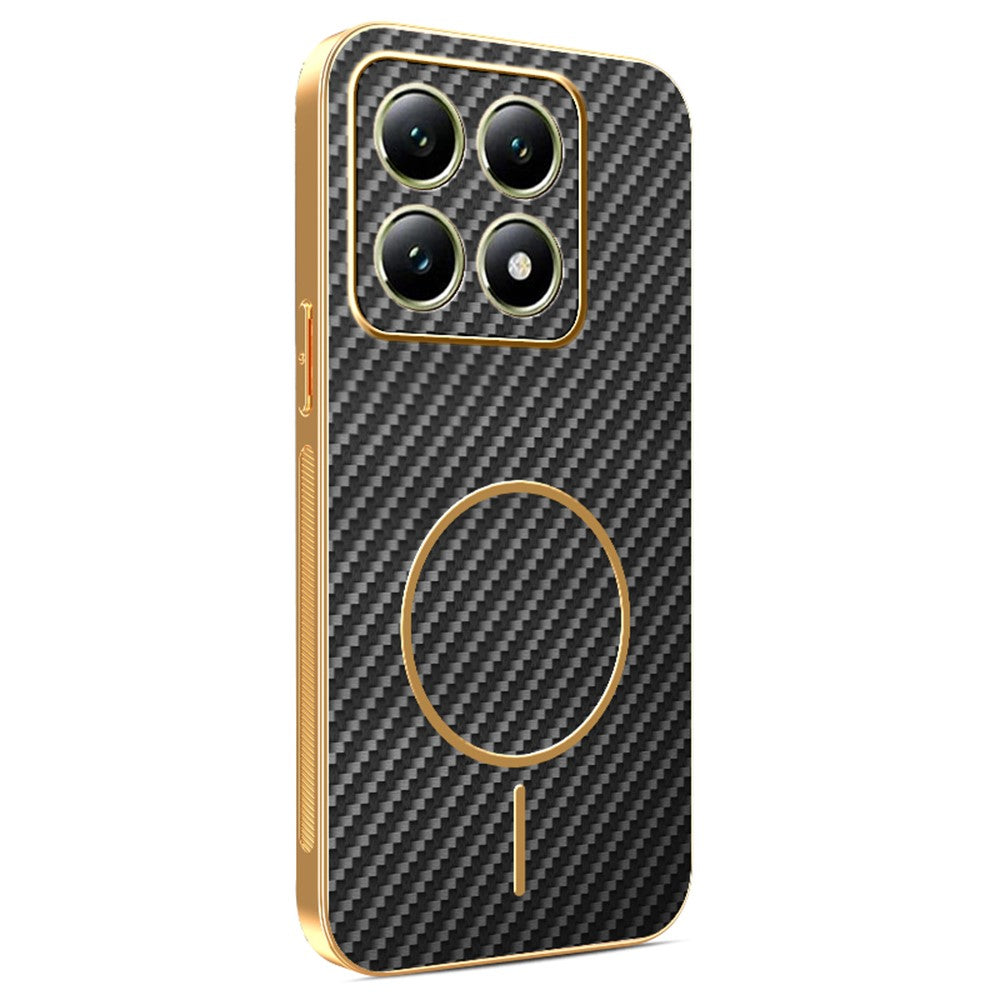 For Xiaomi 14T Phone Case Carbon Fiber Textured Electroplated TPU Back Cover