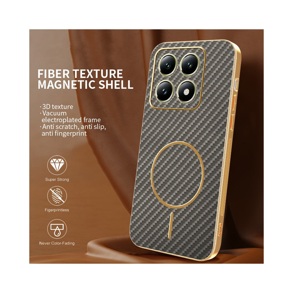 For Xiaomi 14T Phone Case Carbon Fiber Textured Electroplated TPU Back Cover