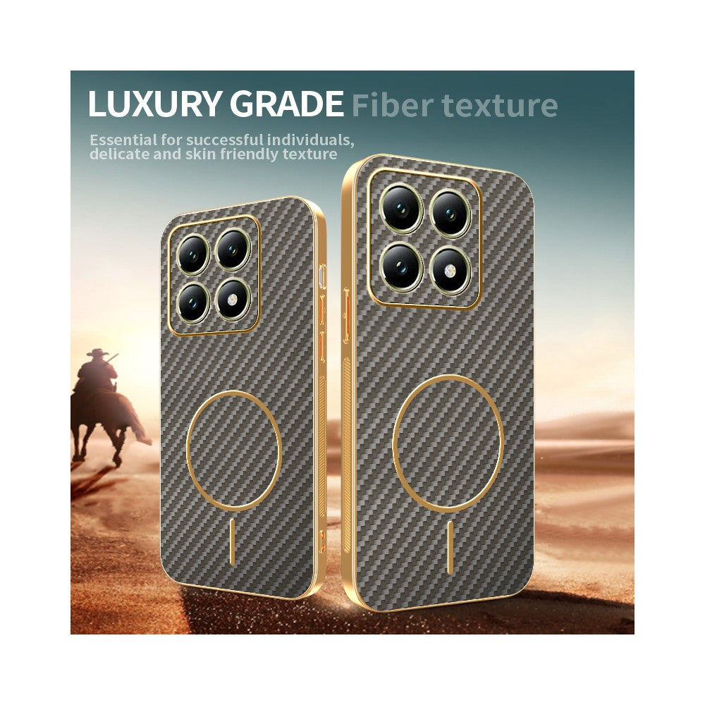For Xiaomi 14T Phone Case Carbon Fiber Textured Electroplated TPU Back Cover
