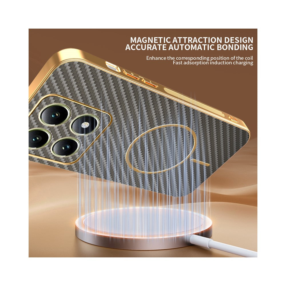 For Xiaomi 14T Phone Case Carbon Fiber Textured Electroplated TPU Back Cover