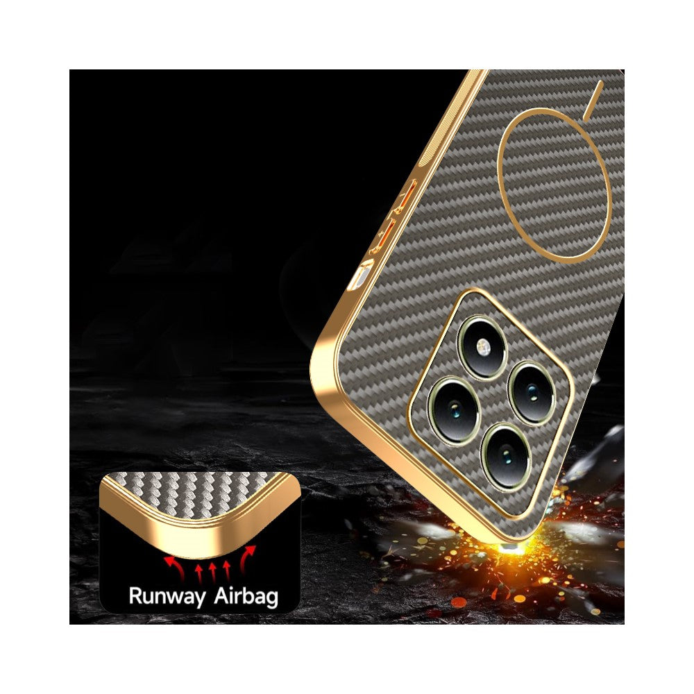 For Xiaomi 14T Phone Case Carbon Fiber Textured Electroplated TPU Back Cover