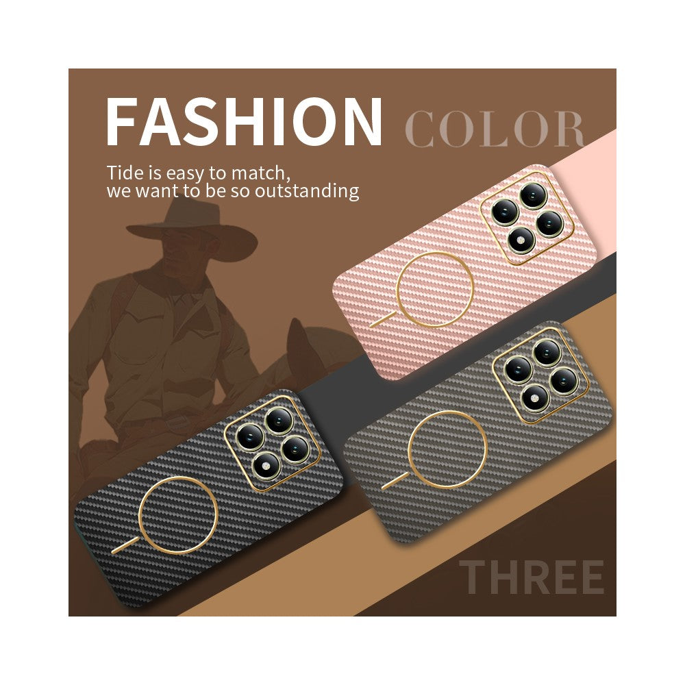 For Xiaomi 14T Phone Case Carbon Fiber Textured Electroplated TPU Back Cover