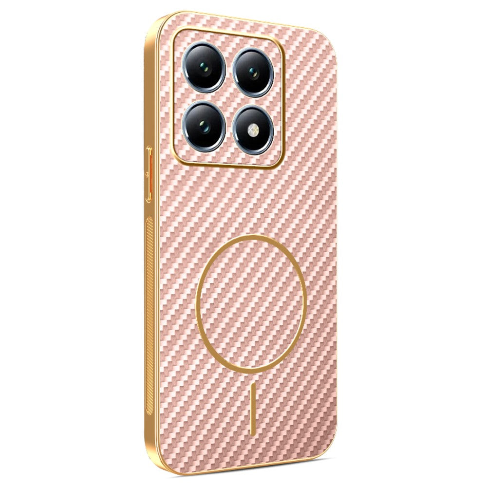 For Xiaomi 14T Pro Phone Case Carbon Fiber Textured Electroplated TPU Back Cover