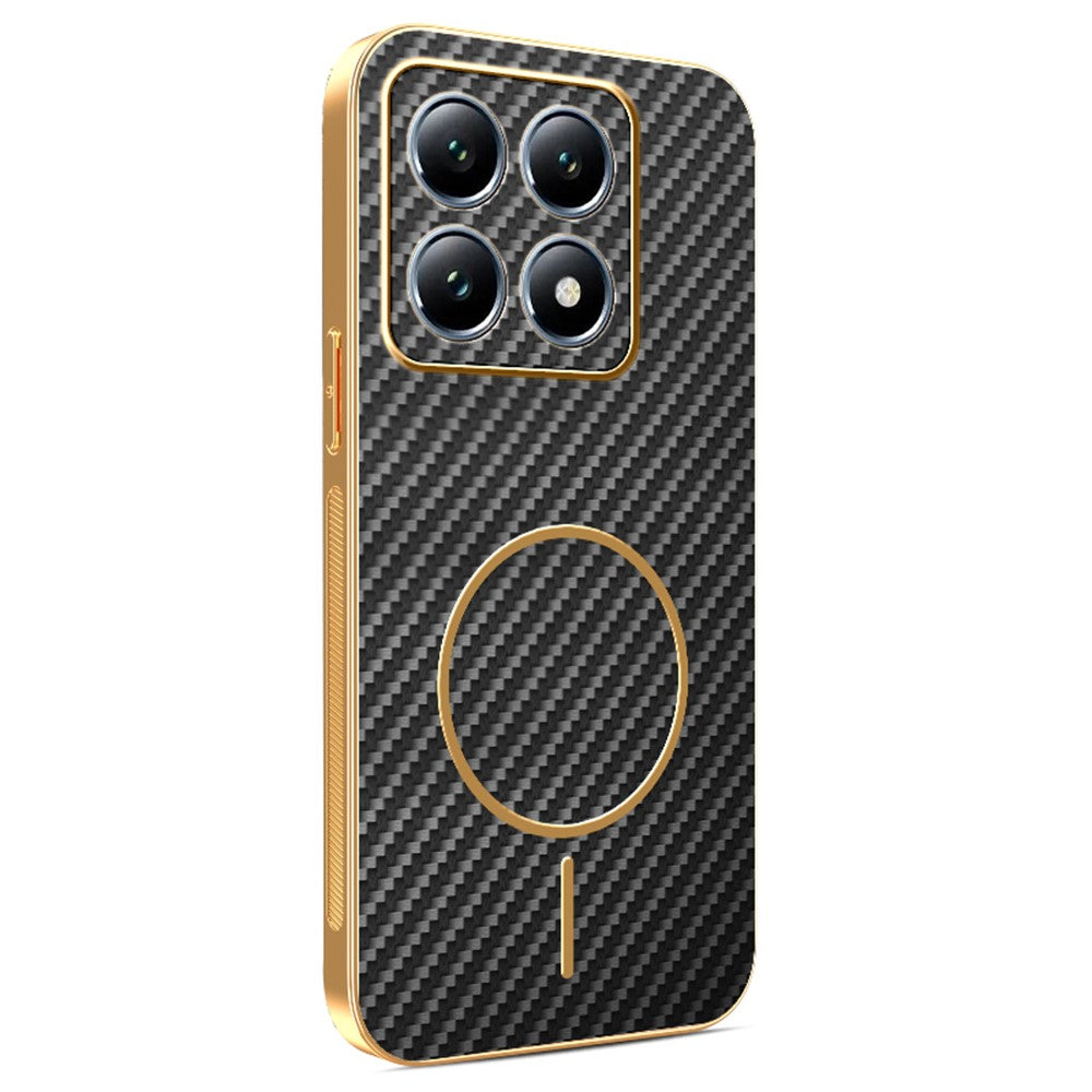 For Xiaomi 14T Pro Phone Case Carbon Fiber Textured Electroplated TPU Back Cover