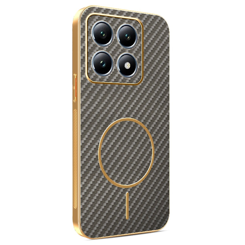 For Xiaomi 14T Pro Phone Case Carbon Fiber Textured Electroplated TPU Back Cover