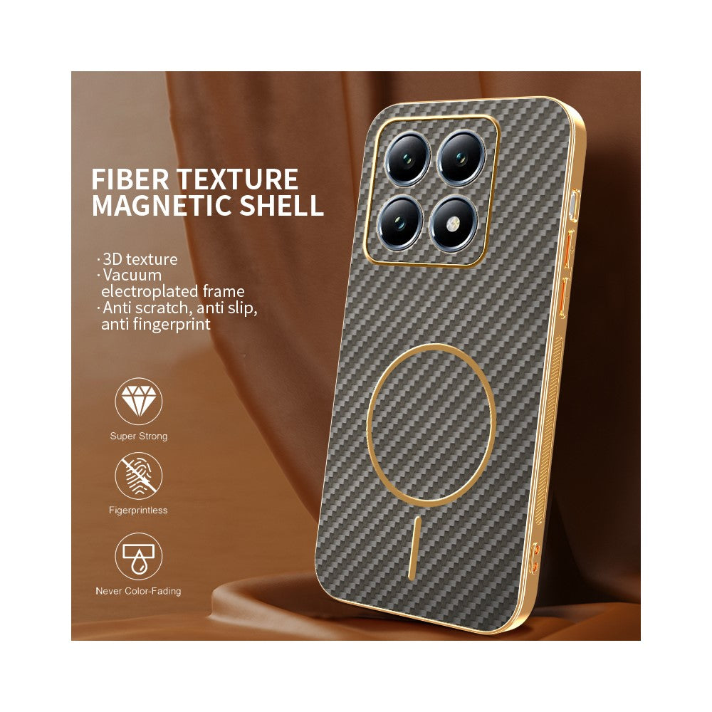 For Xiaomi 14T Pro Phone Case Carbon Fiber Textured Electroplated TPU Back Cover