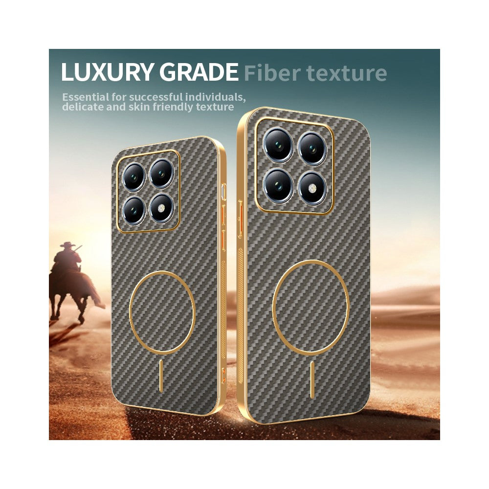For Xiaomi 14T Pro Phone Case Carbon Fiber Textured Electroplated TPU Back Cover
