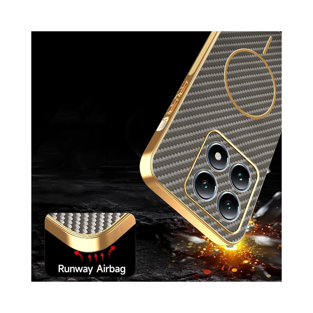For Xiaomi 14T Pro Phone Case Carbon Fiber Textured Electroplated TPU Back Cover