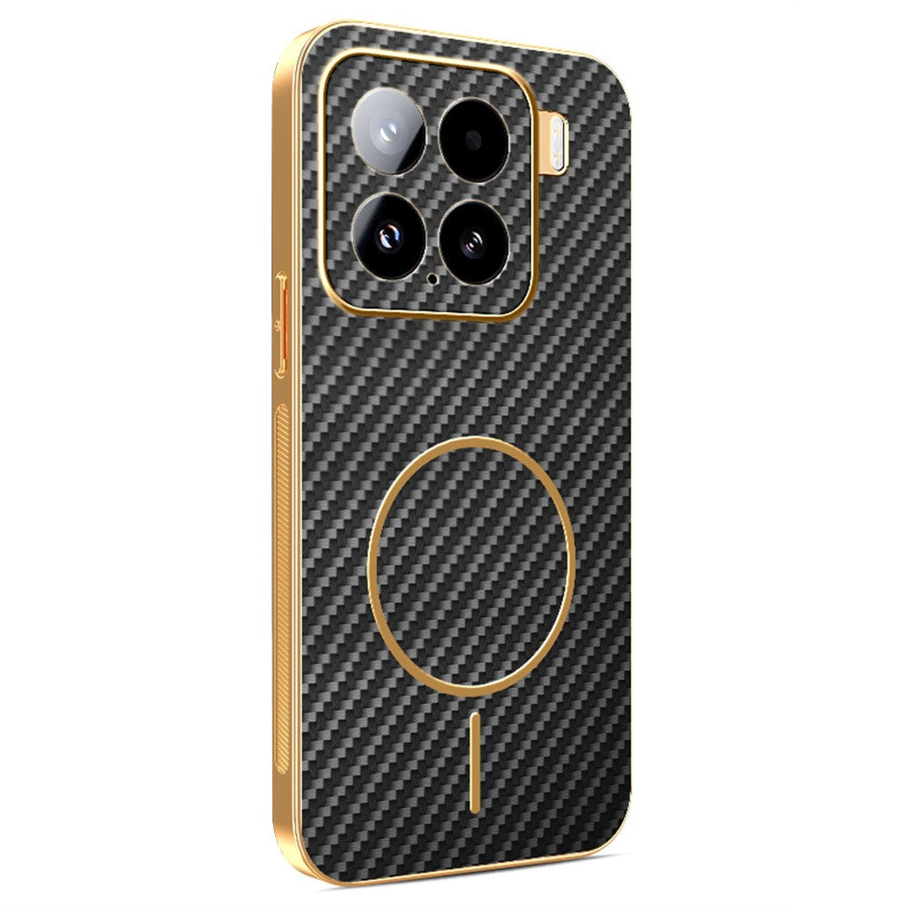 For Xiaomi 15 Phone Case Carbon Fiber Textured Electroplated TPU Back Cover