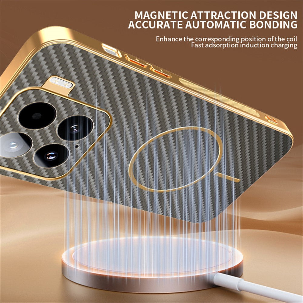 For Xiaomi 15 Phone Case Carbon Fiber Textured Electroplated TPU Back Cover