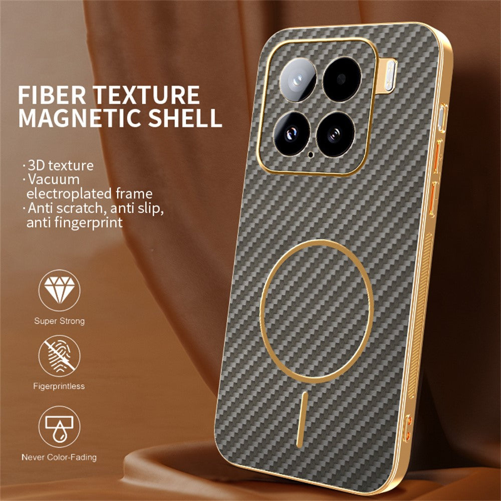For Xiaomi 15 Phone Case Carbon Fiber Textured Electroplated TPU Back Cover
