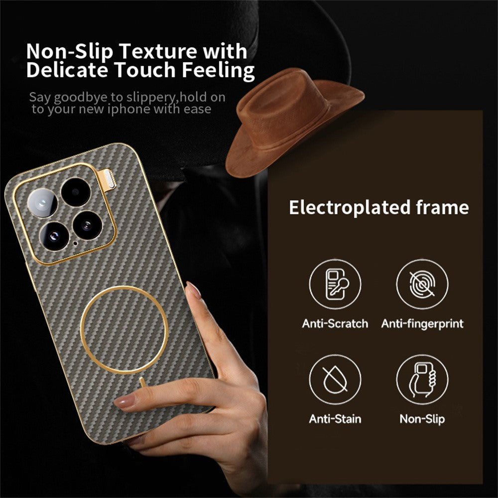 For Xiaomi 15 Phone Case Carbon Fiber Textured Electroplated TPU Back Cover