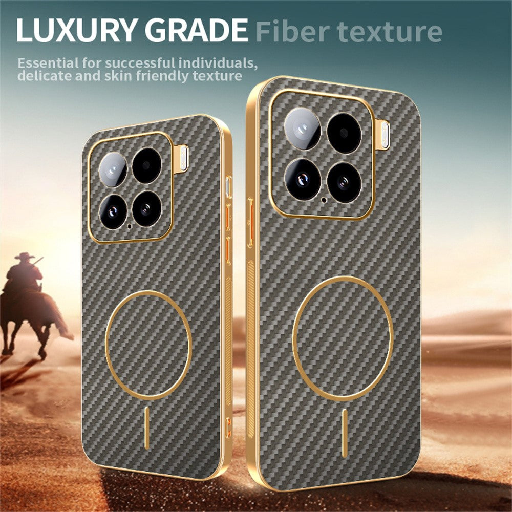 For Xiaomi 15 Phone Case Carbon Fiber Textured Electroplated TPU Back Cover
