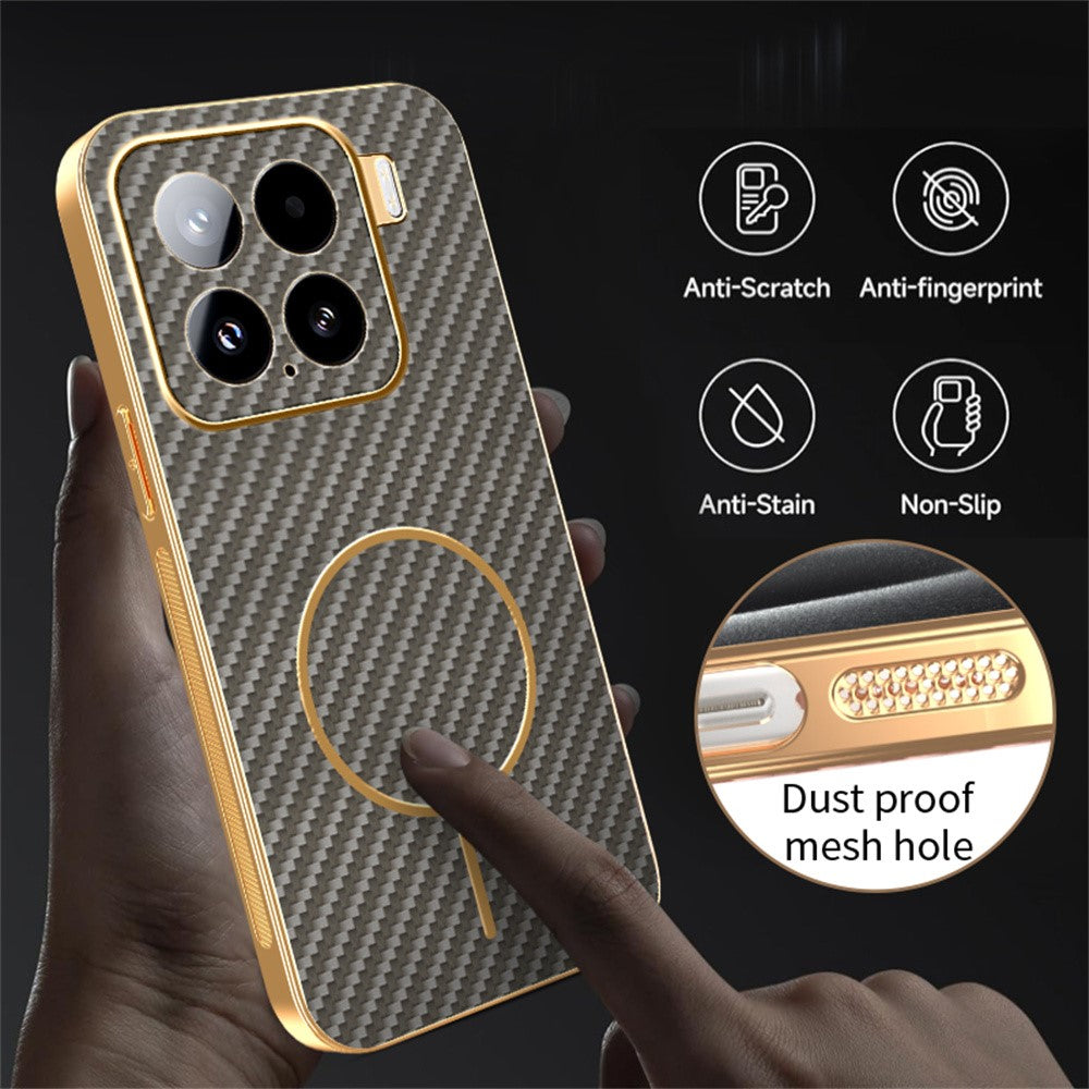 For Xiaomi 15 Phone Case Carbon Fiber Textured Electroplated TPU Back Cover