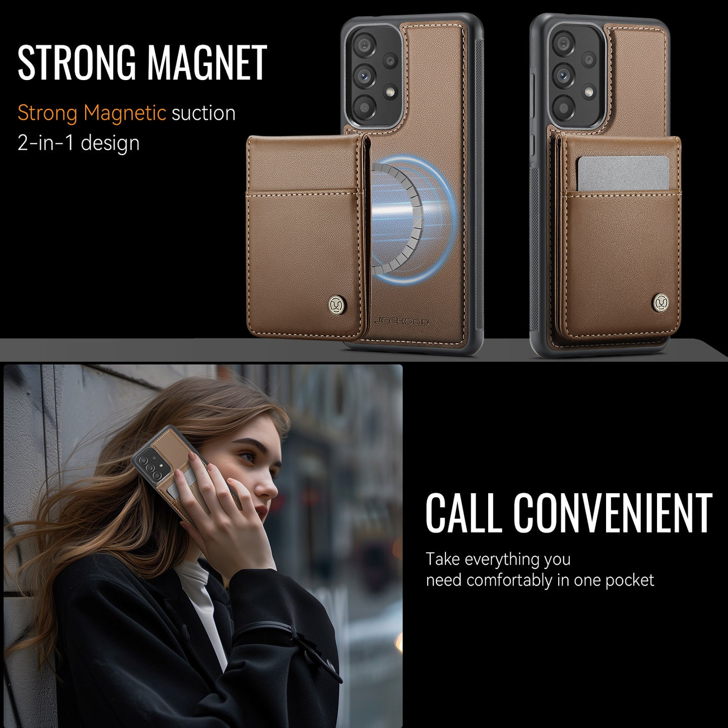 Galaxy A33 5G Leder-Hülle mit Kartenfach & RFID-Schutz – MagSafe kompatibel