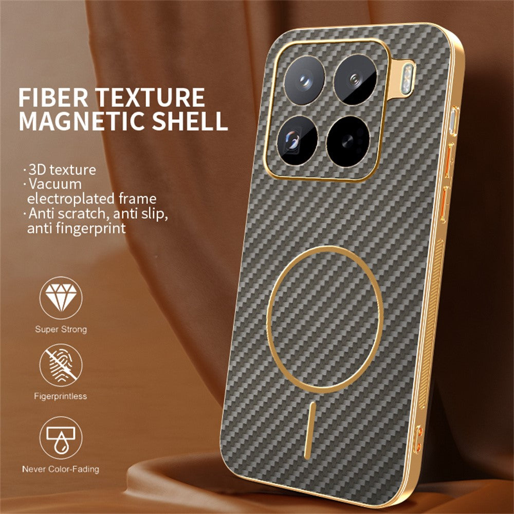For Xiaomi 15 Pro Phone Case Carbon Fiber Textured Electroplated TPU Back Cover