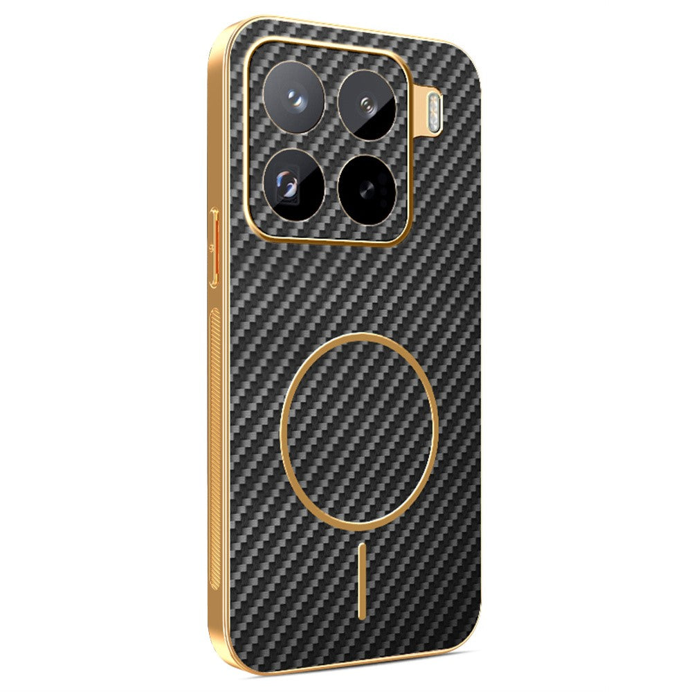 For Xiaomi 15 Pro Phone Case Carbon Fiber Textured Electroplated TPU Back Cover