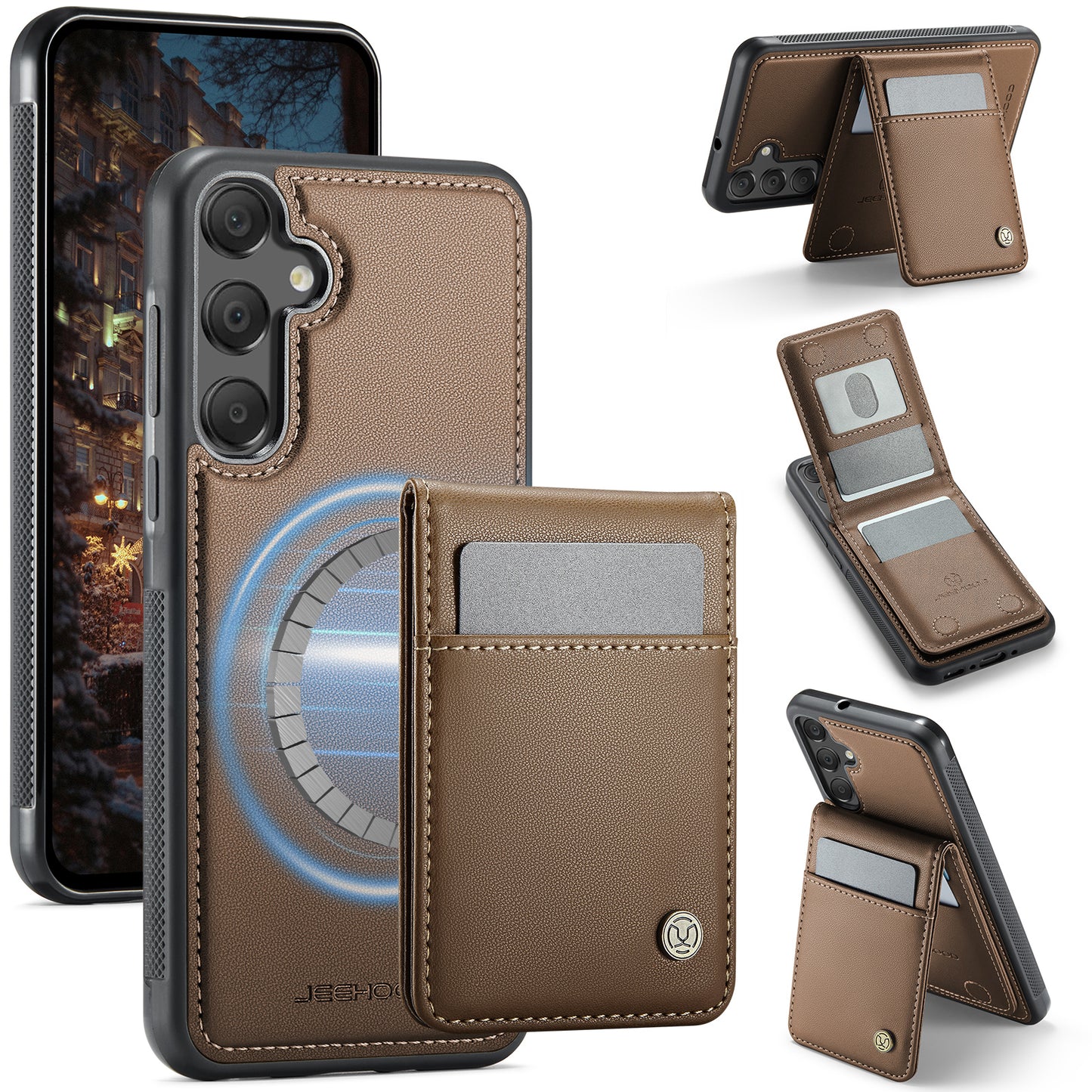 Galaxy A55 5G / A35 5G Leder-Hülle mit Kartenfach & RFID-Schutz – MagSafe kompatibel